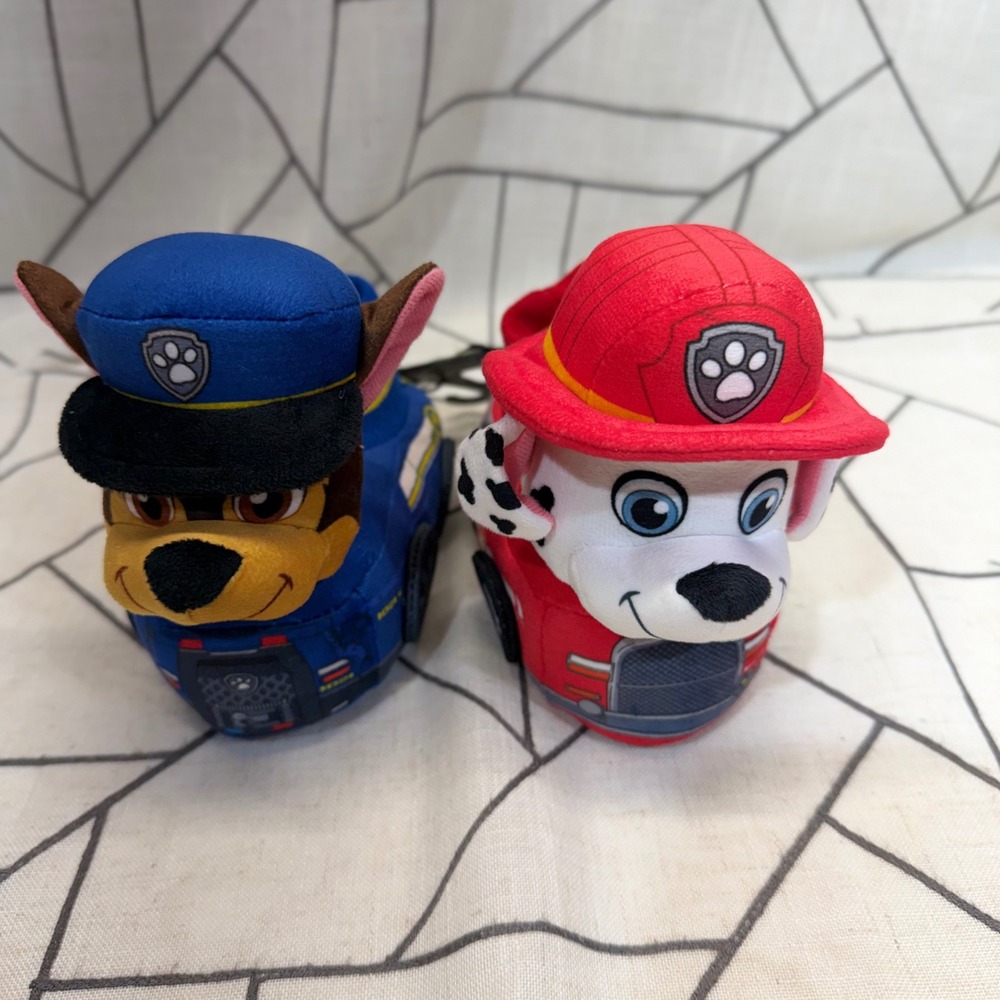 Paw Patrol Toddler Slippers Size 5-6 Red Blue Chase Marshall Plush House Shoes
